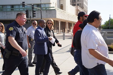 District Attorney Lisa Smittcamp (center) and other law enforcement personnel participate in the Crime Victims Walk.